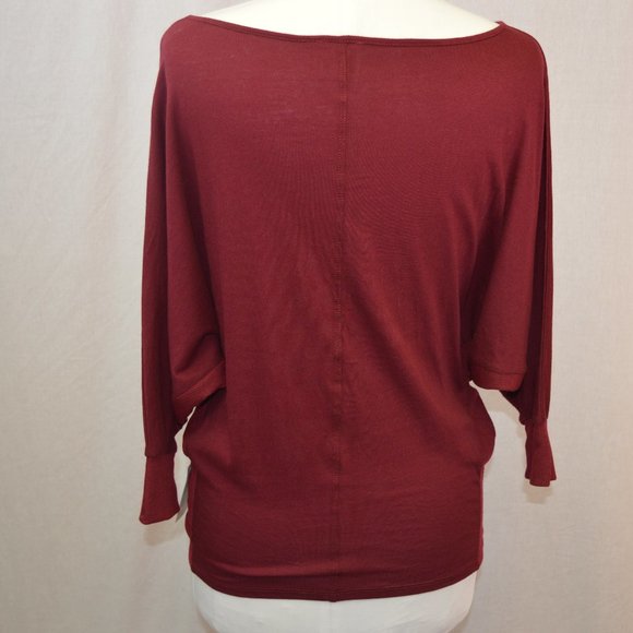 H by Bordeaux Solid maroon batwing tee - Picture 3 of 8